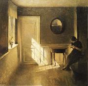 Peter ilsted Interior with Girl Reading France oil painting artist